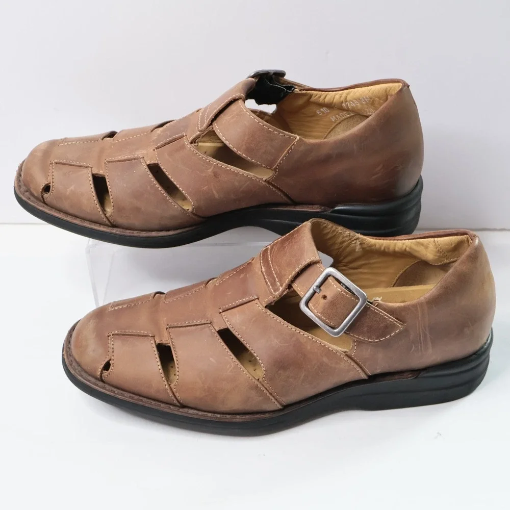 Johnston‎ & Murphy Mens Brown Leather Fisherman Sandals Shoes 8M 20-7246